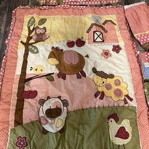 Cocalo Abby’s farm crib set quilt balance sheet ruffle clean smoke free